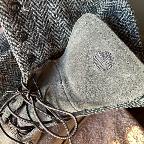 Timberland Boots with Tweed Lining Brown Gray Size 9 - Picture 6 of 11